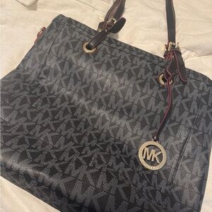Michael Kors Monogram Tote Bag - Navy and Gray